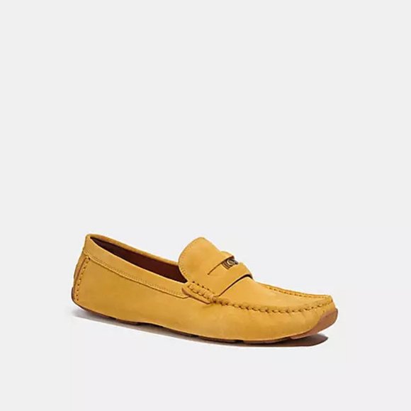 Coach Men's Signature Coin Flax(Light Yellow) Suede Drivers - 11D - New in Box - Picture 8 of 12